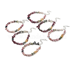 Braccialetto di perline con chips di tormalina naturale, gioielli con pietre preziose per le donne, colore misto, 6-3/4 pollice (17.2~17.4 cm)