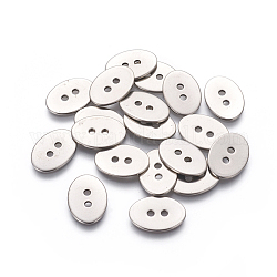 201 pulsanti in acciaio inox, ovale, 2-foro, colore acciaio inossidabile, 17x12x1mm, Foro: 1.8 mm