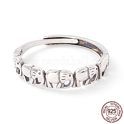 Elefant 925 verstellbare Ringe aus Sterlingsilber für Männer und Frauen, Antik Silber Farbe, uns Größe 9 (18.9mm)