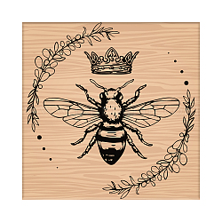CRASPIRE Wooden Rubber Stamp Bee Wreath Crown Decorative Wood Stamps Vintage Wood Mounted Rubber Stamps for Card Making DIY Art Crafts Scrapbooking Journal Diary Letter Planner