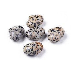 Jaspe dalmatien naturel coeur pierre d'amour, pierre de palme de poche pour équilibrer le reiki, 20x25x11~13mm