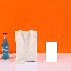 Blanko-Leinentasche aus Baumwollstoff, Vertikale Tragetasche für DIY-Bastelarbeiten, Schnee, 25x20~25 cm