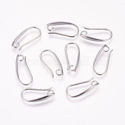 Ganci di orecchini in ottone, con anello orizzontale, Vero platino placcato, 19x3x1mm, Foro: 2.5 mm, 21 gauge, ago :0.7mm