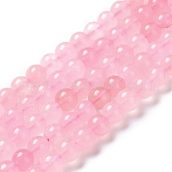 Stränge aus natürlichen Jadeimitationen aus Rosenquarzperlen, Runde, gefärbt, rosa, 8 mm, Bohrung: 1.2 mm, ca. 48 Stk. / Strang, 14.57~14.69'' (37~37.3 cm)