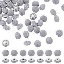 Nbeads 100 Stück 1-Loch-Aluminiumknöpfe, mit Polyester überzogen, Kleidung Mantel Daunenjacke Schnalle, Platin Farbe, Grau, 10x6 mm, Bohrung: 0.8 mm