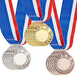 Ahadermaker 15 Stück 3 Farben Gedenkmedaillen aus Zinklegierung, Polyester-Lanyard-Medaille für Kinderveranstaltungen, Mischfarbe, 81 cm, 5 Stk. je Farbe
