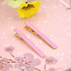 Legierung Haarkralle, mit Emaille, Haarspangen für Frauen und Mädchen, Licht Gold, neon rosa , 60 mm, ca. 10 Stk. / Beutel