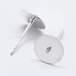 925 Sterling Silver Ear Stud Findings, Earring Posts with 925 Stamp, Silver, 13mm, Tray: 8mm, Pin: 0.8mm