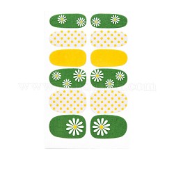Aguacates y fresas y flores pegatinas de arte de uñas de cubierta completa, etiquetas de polvo de brillo, autoadhesivo, para decoraciones con puntas de uñas, verde, 25.5x10~16.5mm, 12pcs / hoja