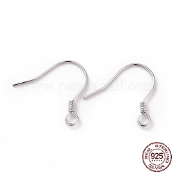 925 crochets de boucle d'oreille en argent rhodié, avec boucles horizontales, platine, 15.5x15.4mm, 22 calibre (0.6 mm), Trou: 1.5mm