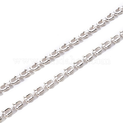 Brass Link Chains, U Shape, Unwelded, Silver, 9.5x5x2mm