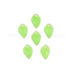 Transparentem Acryl Charme, Blatt, lime green, 13.5x8.5x2 mm, Bohrung: 1.6 mm