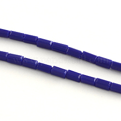 Glass Beads Strands, Faceted, Cuboid, Indigo, 4~5x2mm, 2mm high, Hole: 1mm, about 100pcs/strand, 19.72inch