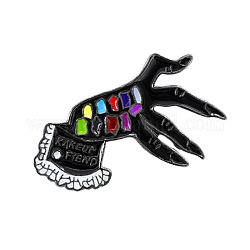 Halloween-Motiv-Emaille-Pin, Legierungsbrosche für Rucksackkleidung, Hand, Schwarz, 35x39 mm