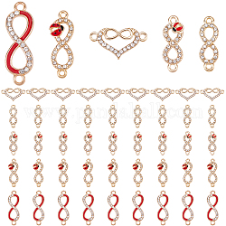 CHGCRAFT 50Pcs 5 Style Infinity Connector Charms Alloy Enamel Link Charm Heart with Infinity Pendants Connector with 2 Holes for Earrings Bracelets Necklace Jewellery Making Length 22.5mm-34mm