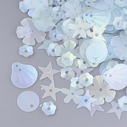 Ornament Accessories, PVC Plastic Paillette/Sequins Beads, Frosted, Mixed Shapes, Light Sky Blue, 3~13.5x3~13.5x0.2mm, Hole: 0.9~1.5mm