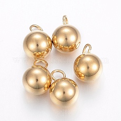 Vakuumbeschichtung 304 Charms aus Edelstahl, runde Perlen, golden, 12x8 mm, Bohrung: 1.8 mm
