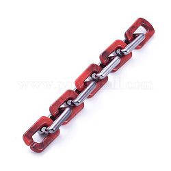 Cadenas de cable de acrílico hechas a mano, con anillos de unión de plástico ccb, rojo, link: 20x30.5x5 mm, 20x30x6mm, aproximadamente 39.37 pulgada (1 m) / hebra