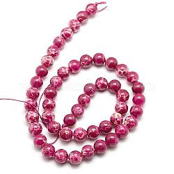 Round Natural Regalite Beads, Dyed, Medium Violet Red, 14mm, Hole: 1mm, about 28pcs/strand, 15.7inch