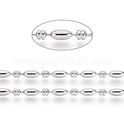304 Edelstahl-Kugelketten, Edelstahl Farbe, oval: 5x2.4 mm, Ball: 2.4x2.4 mm