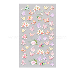 5D-Wasserzeichen-Slider-Gel-Nagelkunst, Schmetterlings- und Blumen-Nailart-Sticker-Aufkleber, für Nagelspitzen Dekorationen, Perle rosa, 105x60 mm