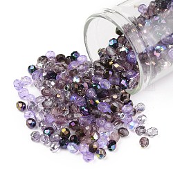 Perles de verre tchèques polies au feu, facette, ananas, violet, 3x3mm, Trou: 0.8mm, environ 1440 pcs / sachet 