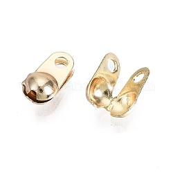 Brass Bead Tips, Nickel Free, Calotte Ends, Clamshell Knot Cover, Real 18K Gold Plated, 6.5x3.5x3mm, Hole: 1.2mm