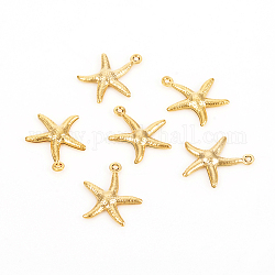 304 Stainless Steel Pendants, Starfish, Golden, 17.5x15.5x2mm, Hole: 1mm