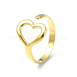 Chapado iónico (ip) 304 anillo de puño abierto de acero inoxidable, corazón hueco, real 18k chapado en oro, diámetro interior: 18 mm