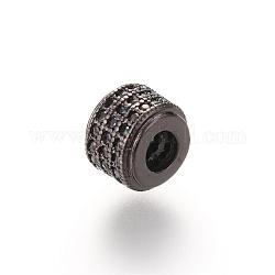 Perles de zircone cubique micro pave en Laiton, colonne, gunmetal, 9x6.6mm
