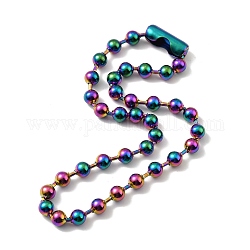 Chapado en iones (ip) 304 collar de cadena de bolas de acero inoxidable con cierre de conector para mujer, color del arco iris, 18.19 pulgada (46.2 cm)