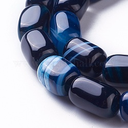 Naturali tinti perline agata fili, cuboide, Blue Marine, 14~18x10~11x10~11mm, Foro: 1.5 mm, circa 25pcs/filo, 15.1 pollice (38.5 cm)