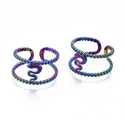 304 Schlangenmanschettenring aus Edelstahl, Regenbogenfarbener offener Ring für Frauen, uns Größe 6 1/2 (16.9mm)
