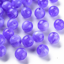 Acryl-Perlen, Nachahmung Edelstein, Runde, Schieferblau, 10 mm, Bohrung: 1.6 mm