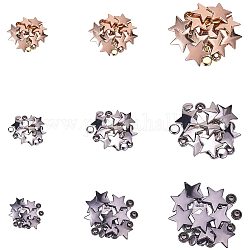PandaHall Elite 3 Color 3 Size Star Rivet Spike Studs, 90pcs Metal Claw Beads Nailhead Punk Studs Spikes Fasteners for Leather Belt Bag Hat Shoes DIY Decoration