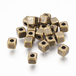 Tibetan Style Spacer Beads, Lead Free & Nickel Free & Cadmium Free, Antique Bronze Color, Cube, 4mm long, 4mm wide, 4mm thick, hole: 2mm