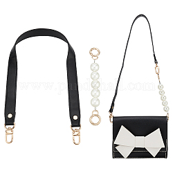 Wadorn 2 pz 2 stile cuoio dell'unità di elaborazione e set di cinturini per borsa in plastica imitazione perla abs rotonda, con chiusure in lega, colore misto, 17.1~60cm, 1pc / style