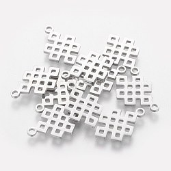 201 Stainless Steel Pendants, Knot, Stainless Steel Color, 17.4x11.5x1mm, Hole: 1.5mm