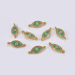 Alloy Rhinestone Links connectors, Cadmium Free & Lead Free, with Enamel, Grade A, Evil Eye, Golden, White, 26x10x2mm, Hole: 2mm
