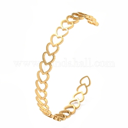 Placage ionique (ip) 304 bracelets de manchette en acier inoxydable, bracelets ouverts à coeur creux pour femmes, or, 1/4 pouce (0.8 cm), diamètre intérieur: 2-5/8 pouce (6.7 cm)