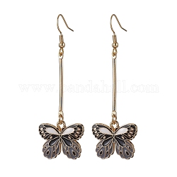 Alloy Enamel Butterfly Dangle Earrings, Gray, 67x22mm
