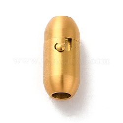 Ionenbeschichtung (IP) 304 Edelstahl-Verschlussrohr mit Magnetverschlüssen, Oval, mattgoldene Farbe, 17.5x8.5x8 mm, Bohrung: 4 mm