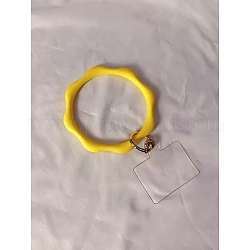 Silicone Loop Phone Lanyard, Wrist Lanyard Strap with Plastic & Golden Plated Alloy Keychain Holder, Yellow, 9cm