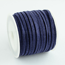 Faux Suede Cord, Faux Suede Lace, Marine Blue, 3x1.5mm, about 5.46 yards(5m)/roll, 25rolls/bag