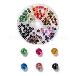 Agata a strisce naturali / perle di agata fasciate, tinti e riscaldato, tondo, colore misto, 6mm, Foro: 1 mm, 120pcs/scatola