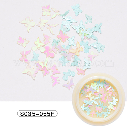 Paper Cabochons, Fashion Nail Art Decorations, Butterfly, Medium Aquamarine, 3~5x5~7x0.1mm, 50pcs/box