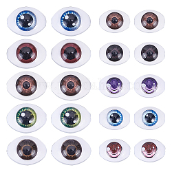 Chgcraft 20pcs 10 estilos ojo de artesanía de muñeca de plástico, para muñecas artesanales de costura diy juguetes de peluche, oval, color mezclado, 2 piezas / style