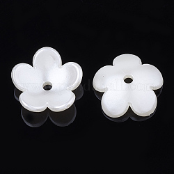 4-pétalo tapas de cuentas de perlas de imitación de plástico abs, flor, blanco cremoso, 17.5x18x6mm, agujero: 2 mm