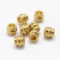 Brass Beads, Barrel, Nickel Free, Raw(Unplated), 6x5mm, Hole: 3mm