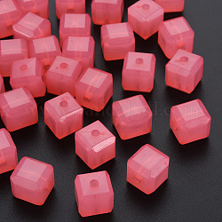 Perles en acrylique de gelée d'imitation, cube, Saumon, 11.5x11x11mm, Trou: 2.5mm, environ 528 pcs/500 g
